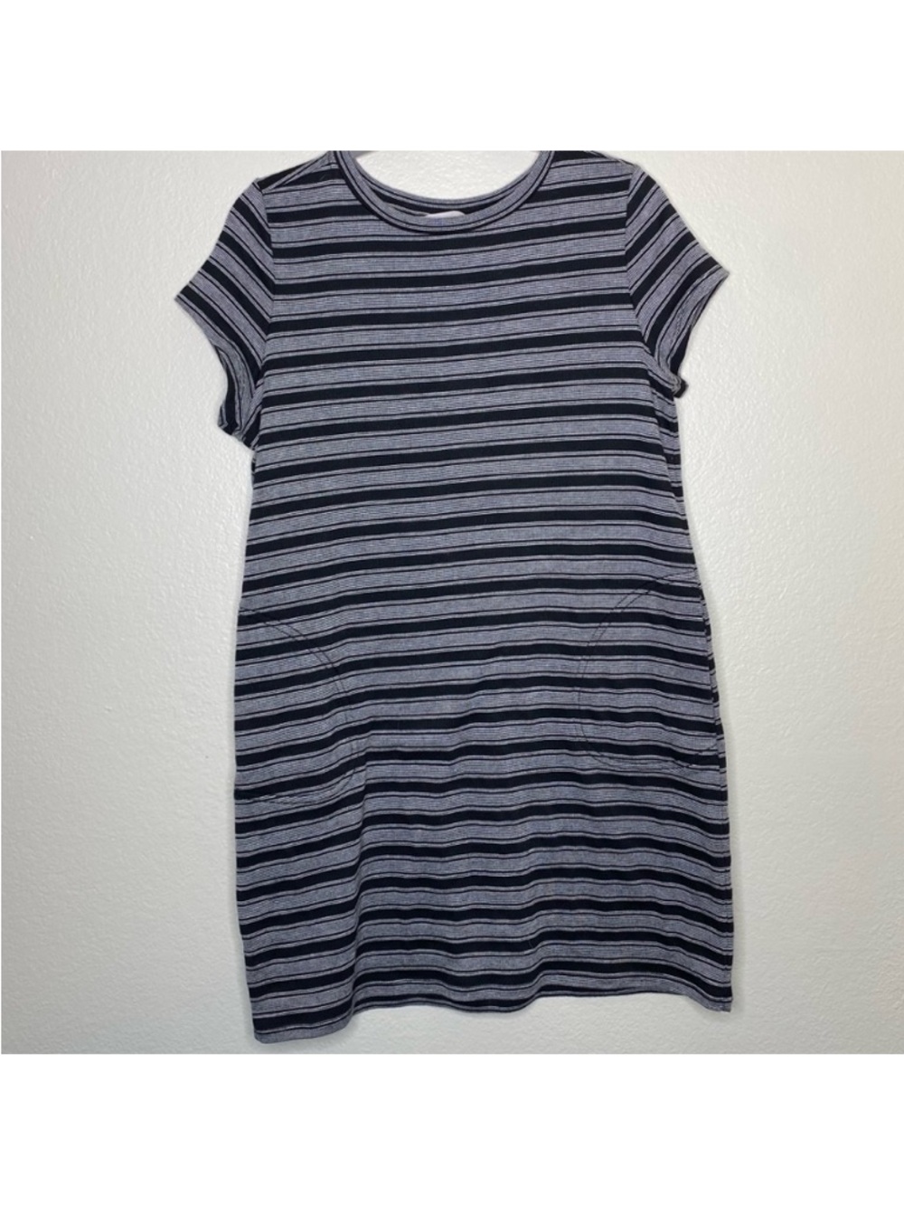 LOFT Black & White Striped Knit Tee Dress